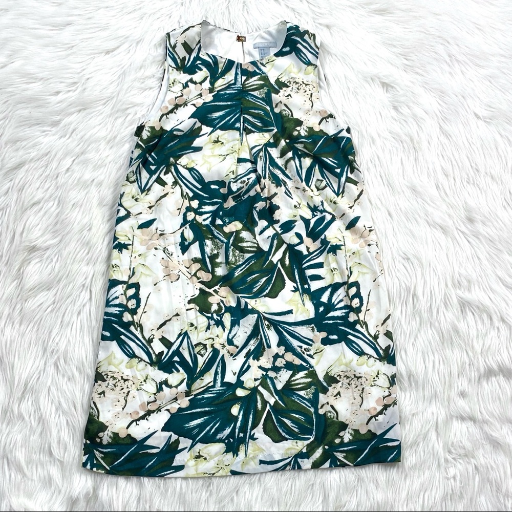 H&M Floral Chiffon Shift Dress Tropical Palm